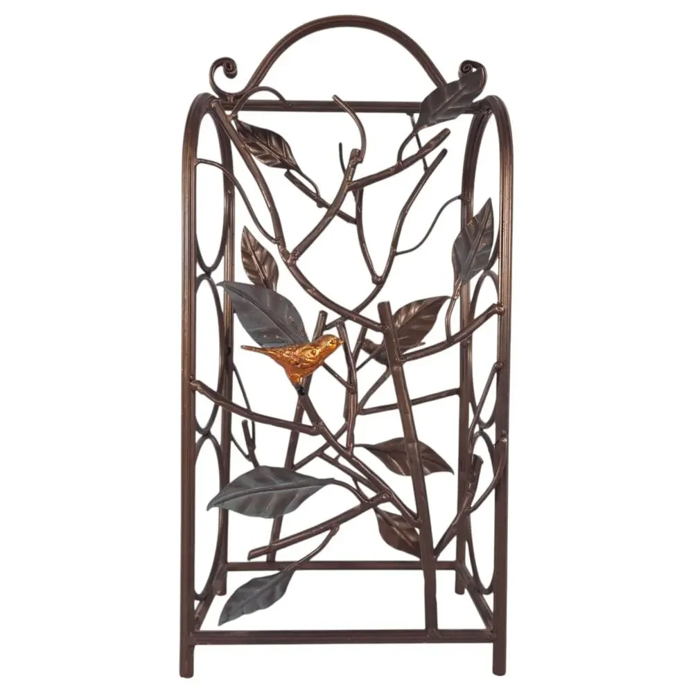 3 Bottle Holder Woodland Bird Branch Metal Wine Rack